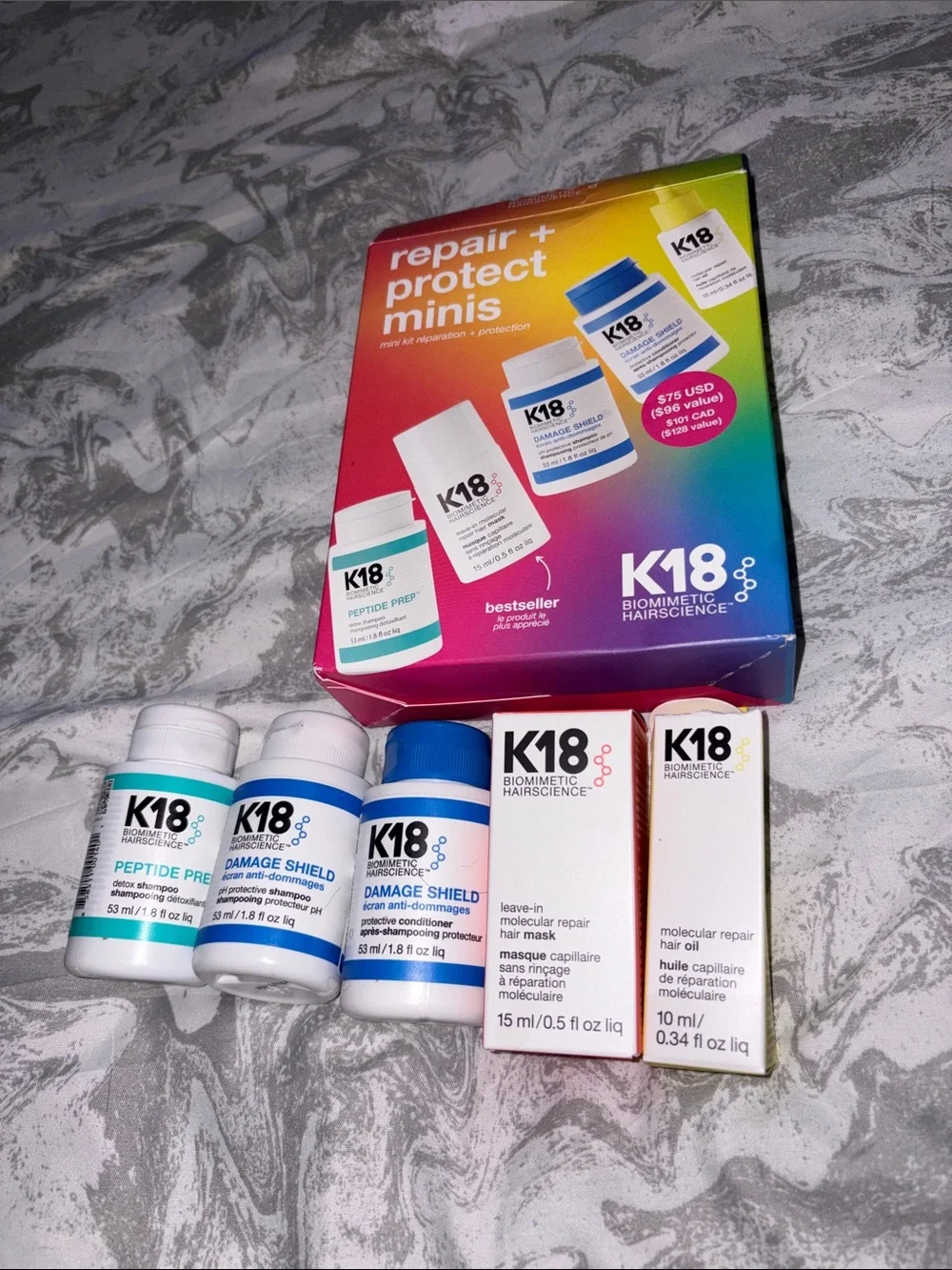 K18 Repair + Protect Minis Hair Care Set — Rainbow Packaging (Multicolor)